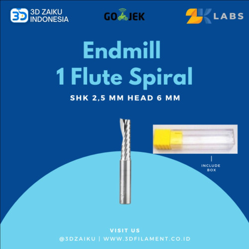 Mata Bor CNC Endmill 1 Flute Spiral 3,175 SHK 2,5 mm Head 6 mm CEL